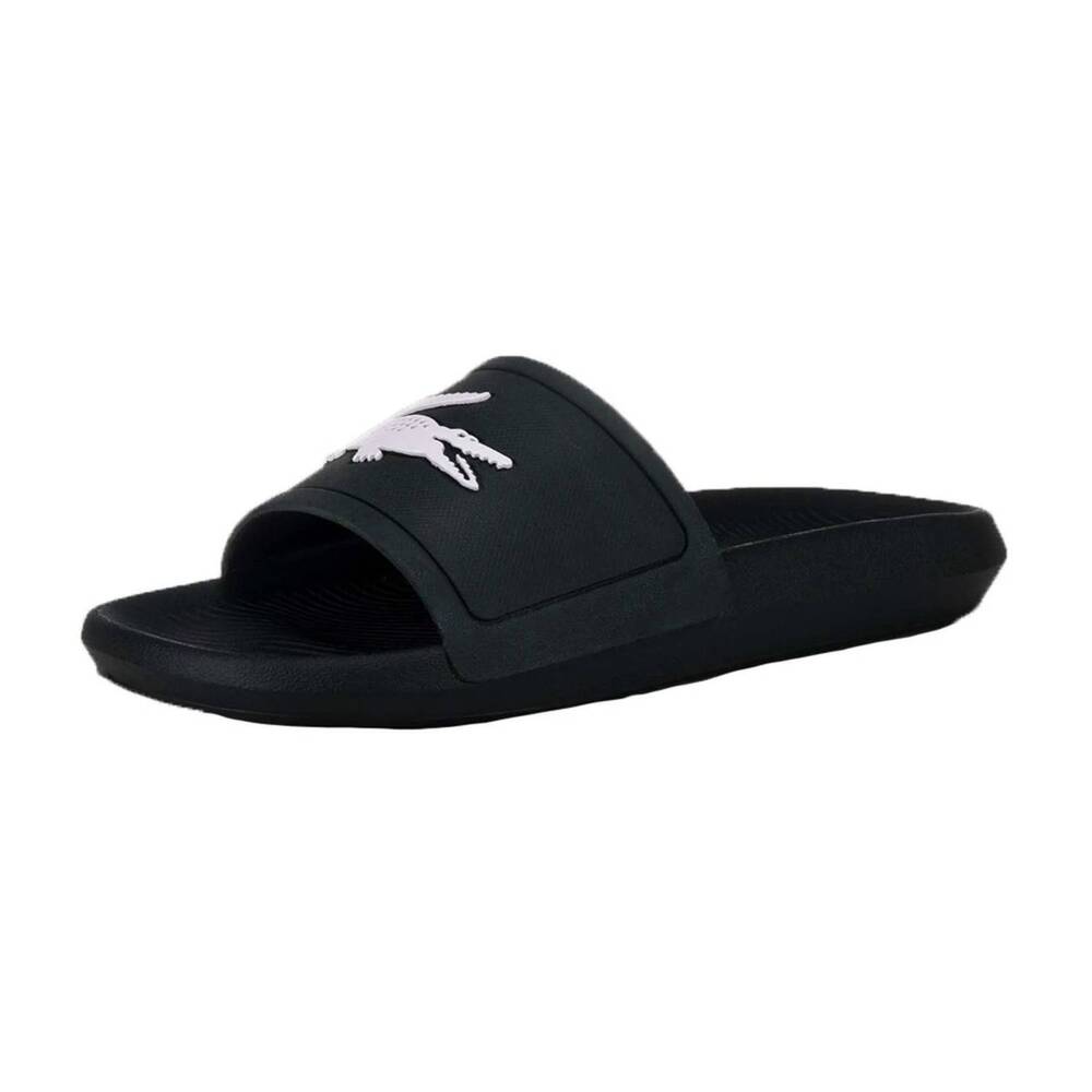 NEW LACOSTE women's croco slide sandals in dark green